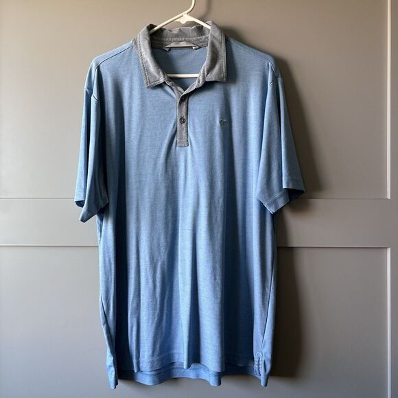 Travis Mathew Polo Shirt Mens XL Blue Gray Short Sleeve Golf Outdoor Performance - Picture 1 of 13